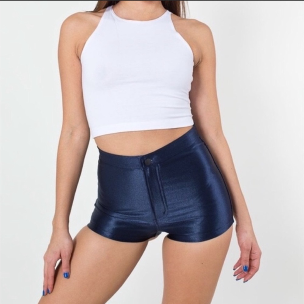 Navy High Waisted American Apparel Disco Shorts